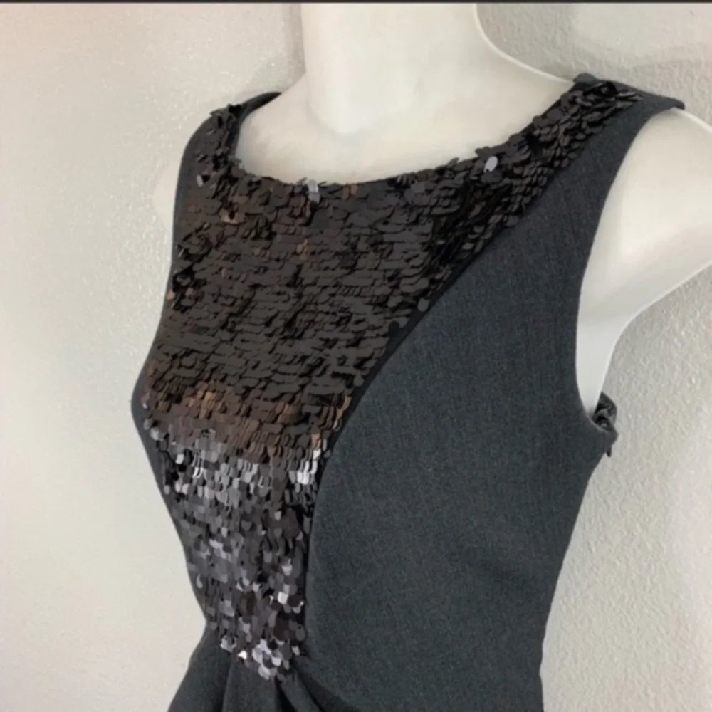 Eliza J charcoal gray sequin bib sheath dress